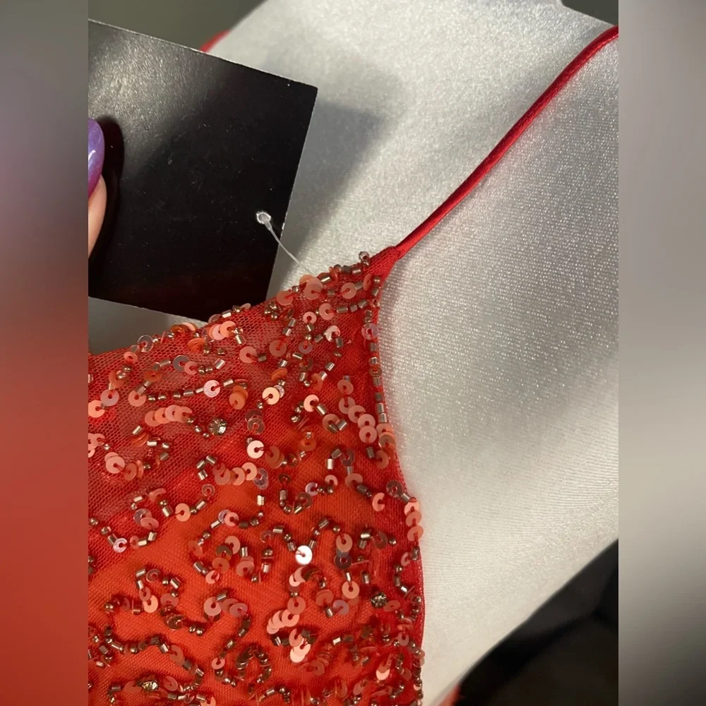 NWT Retrofete Mich Sequin Mini Dress Peach Coral Ombrè Sz L Sexy Cocktail Party - Picture 4 of 16